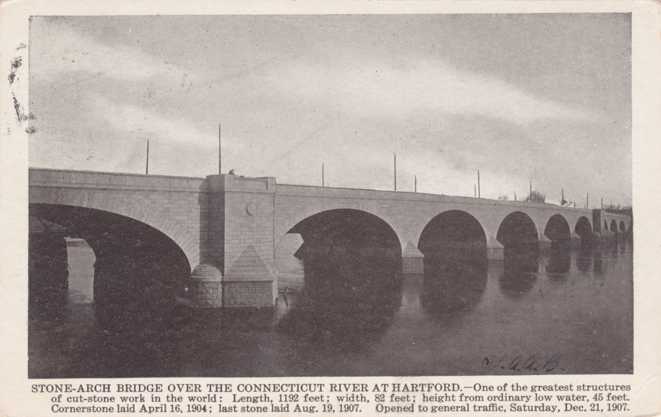 Stone-Arch Bridge over Connecticut River - Hartford, Connecticut - pm ...