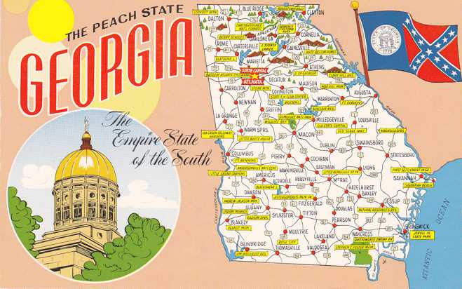 Playle's: Map of Georgia - The Peach State - Store Item# HOMERBOB14907