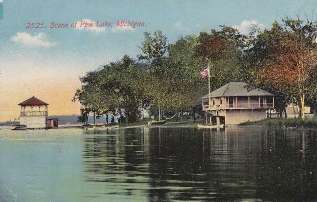 Scene at Pine Lake MI, Michigan DB   Gazebo   Boat House  